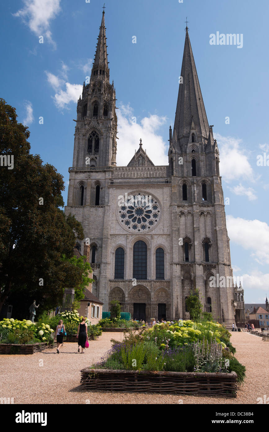 La cathédrale gothique de Chartres, France Banque D'Images
