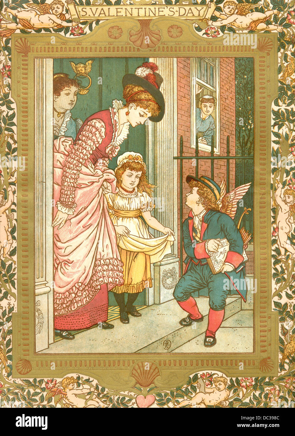 Plaque de couleur intitulée saint valentine's day par artiste walter crane Banque D'Images