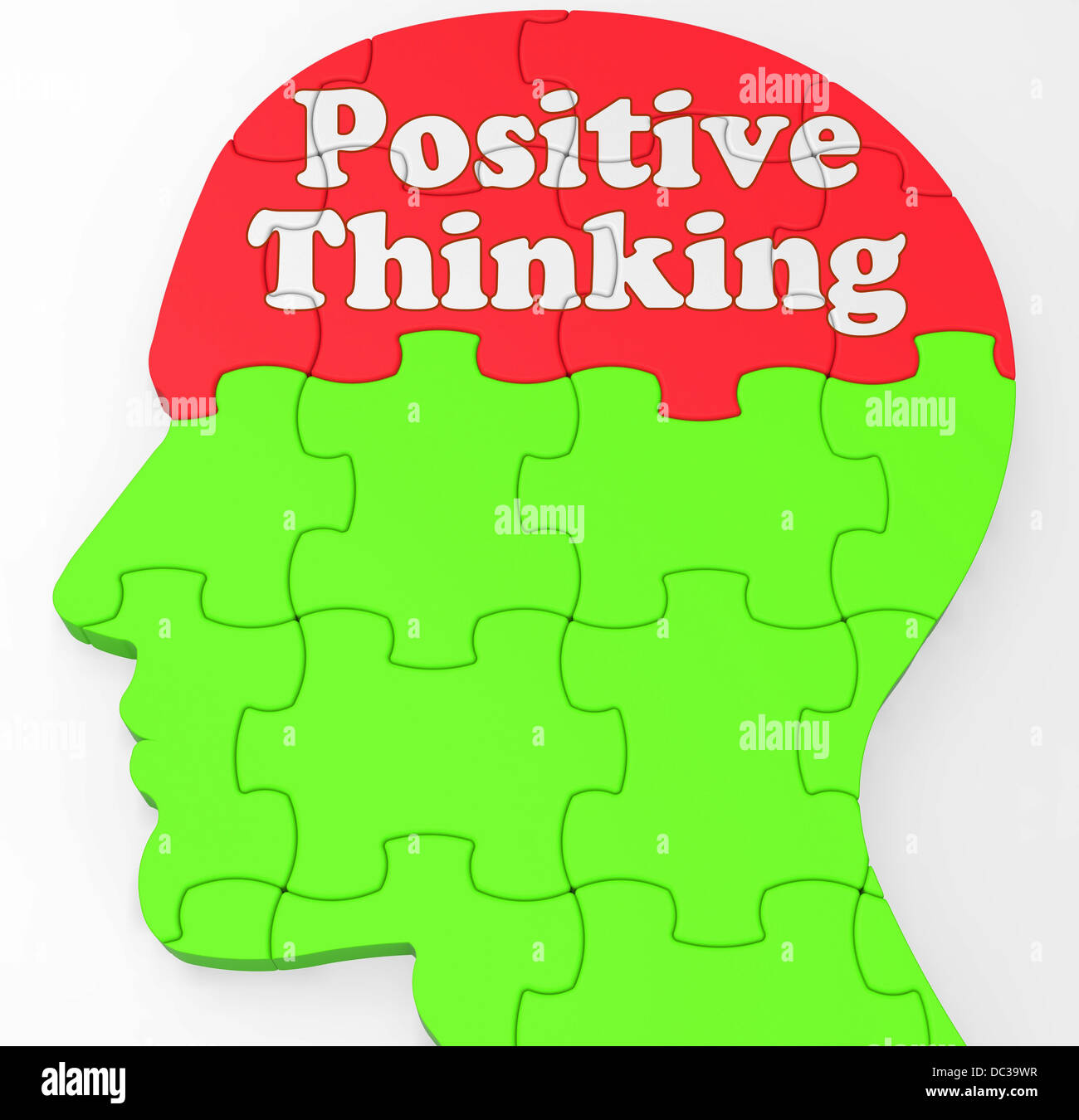 La pensée positive montre l'esprit d'optimisme ou de conviction Banque D'Images