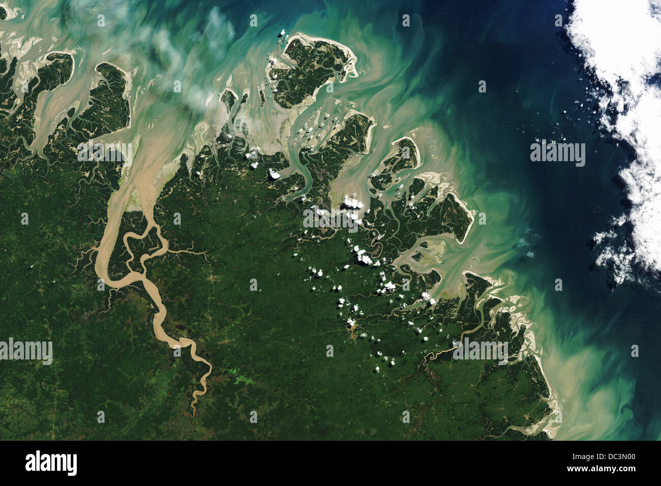 Image satellite de la barrière îles au large des côtes du Brésil Banque D'Images