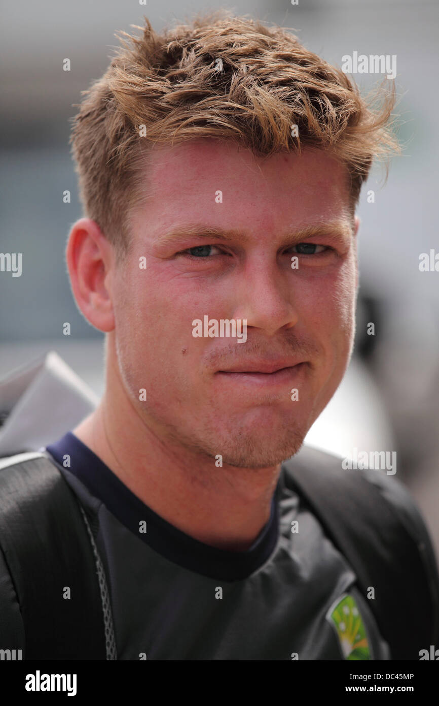 Durham, Royaume-Uni. Le 08 août, 2013. James Faulkner à la séance de formation de l'Australie à l'Emirates Durham International Cricket Ground à Chester-le-Street. La session a été la dernière équipe à venir de la pratique du 4e Test-match Investec Cendres entre l'Angleterre et l'Australie. Crédit : Stuart Forster/Alamy Live News Banque D'Images