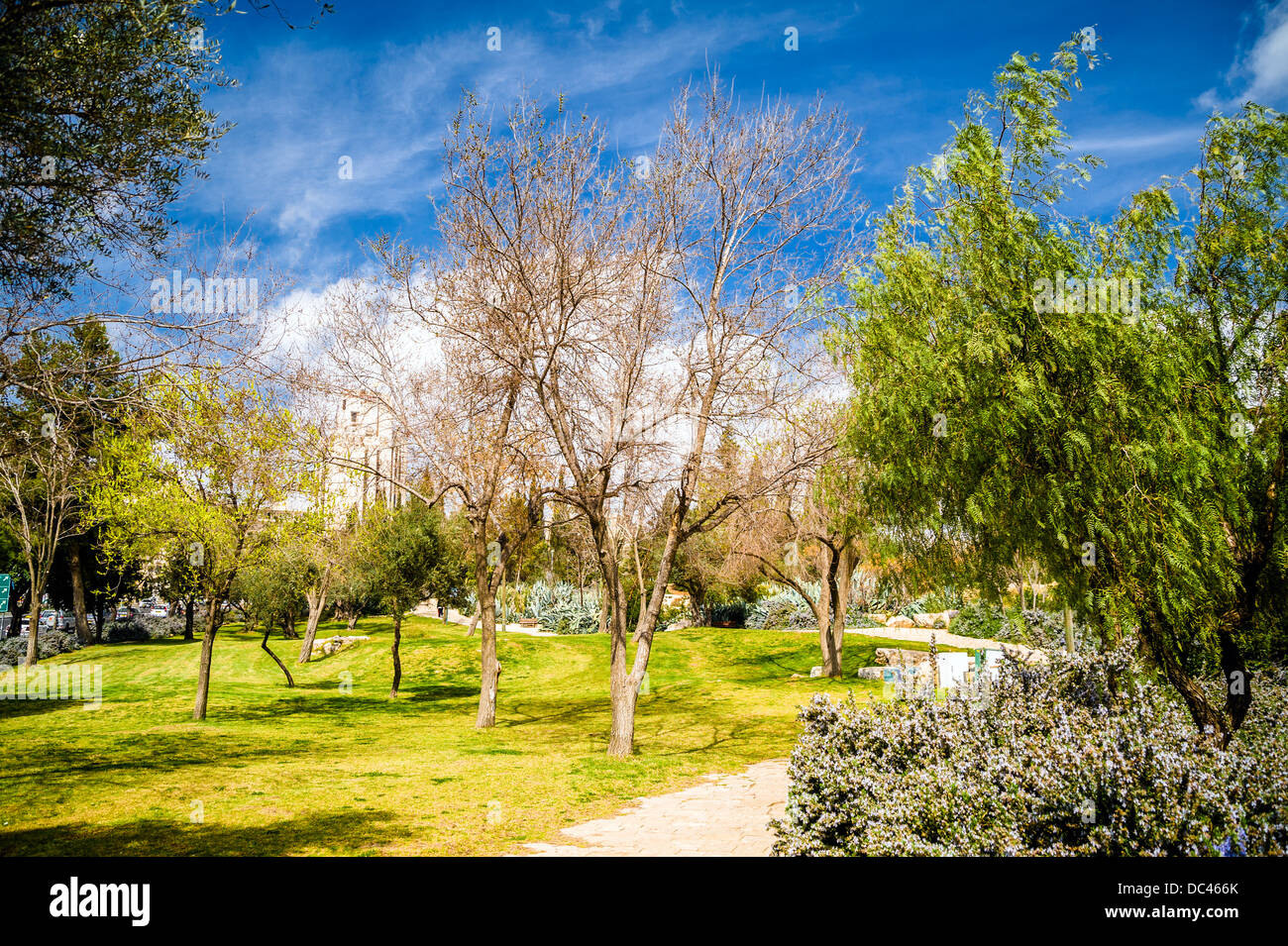 Le paysage dans le parc public Yemin Moshe, Jérusalem Banque D'Images