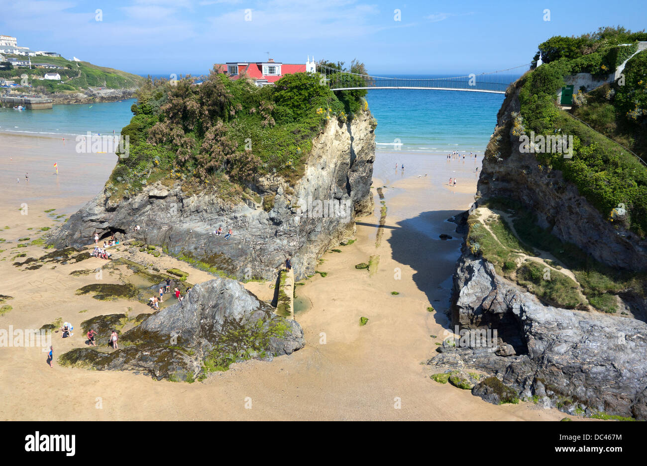 L'île et de la chambre sur la plage de Towan à Newquay, Cornwall, UK Banque D'Images