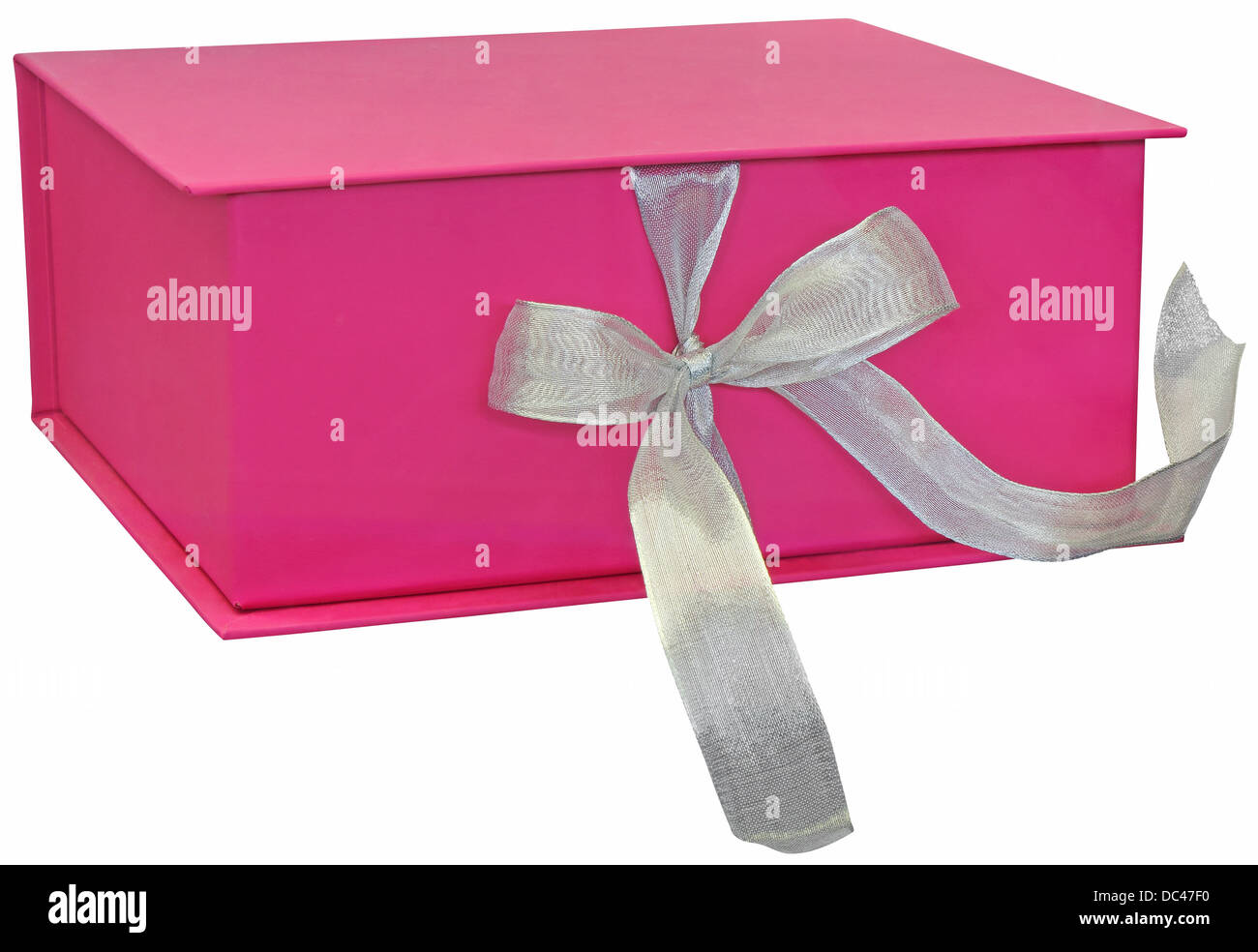 Paquets cadeau rose isolé sur fond blanc Banque D'Images