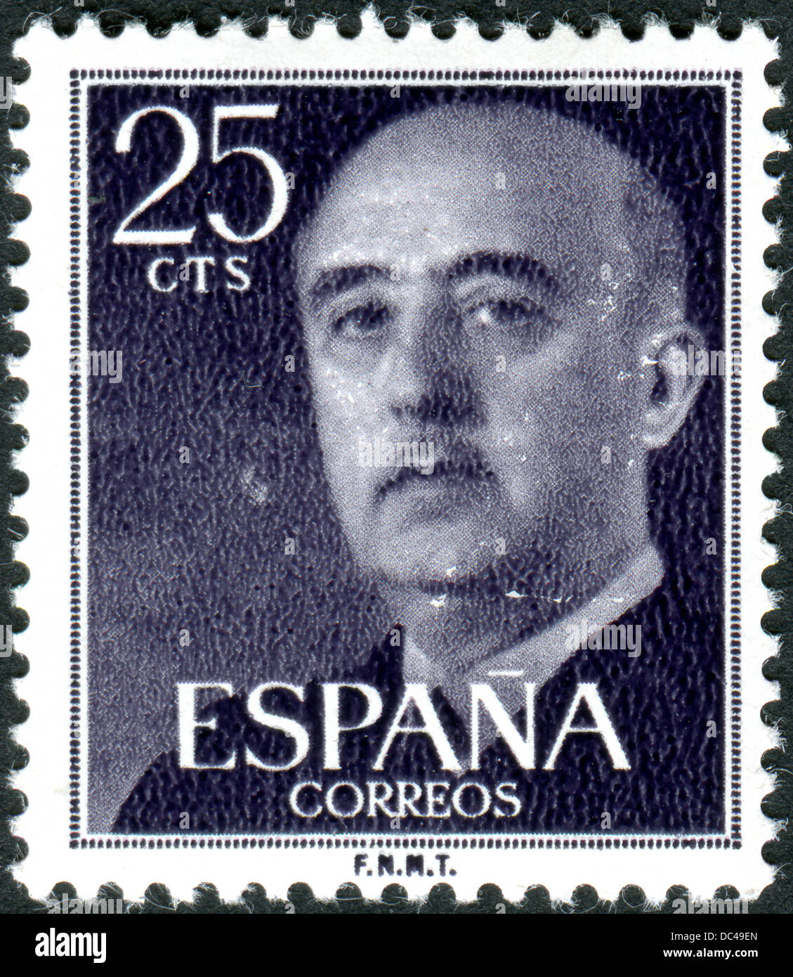 Espagne-VERS 1955 : timbre imprimé dans l'Espagne, montre le général Francisco Franco, vers 1955 Banque D'Images