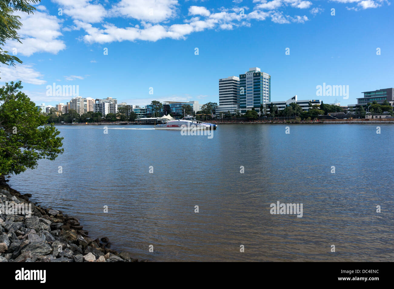 Sur la rivière Brisbane Citycat at West End. Queensland, Australie Banque D'Images