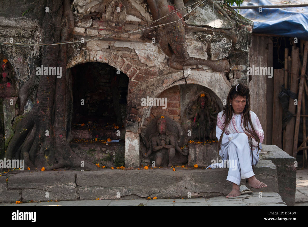 Sadhu dans Durbar Square, Katmandou. Banque D'Images