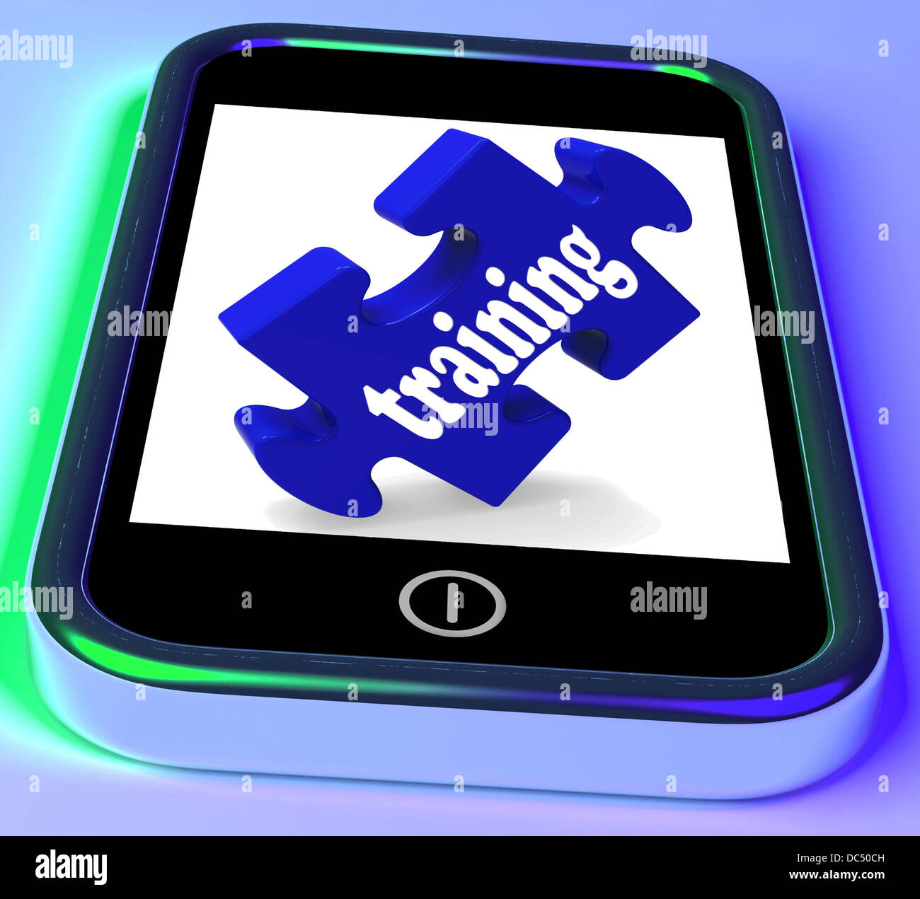 La formation sur Smartphone montrant Leçons rapide Banque D'Images