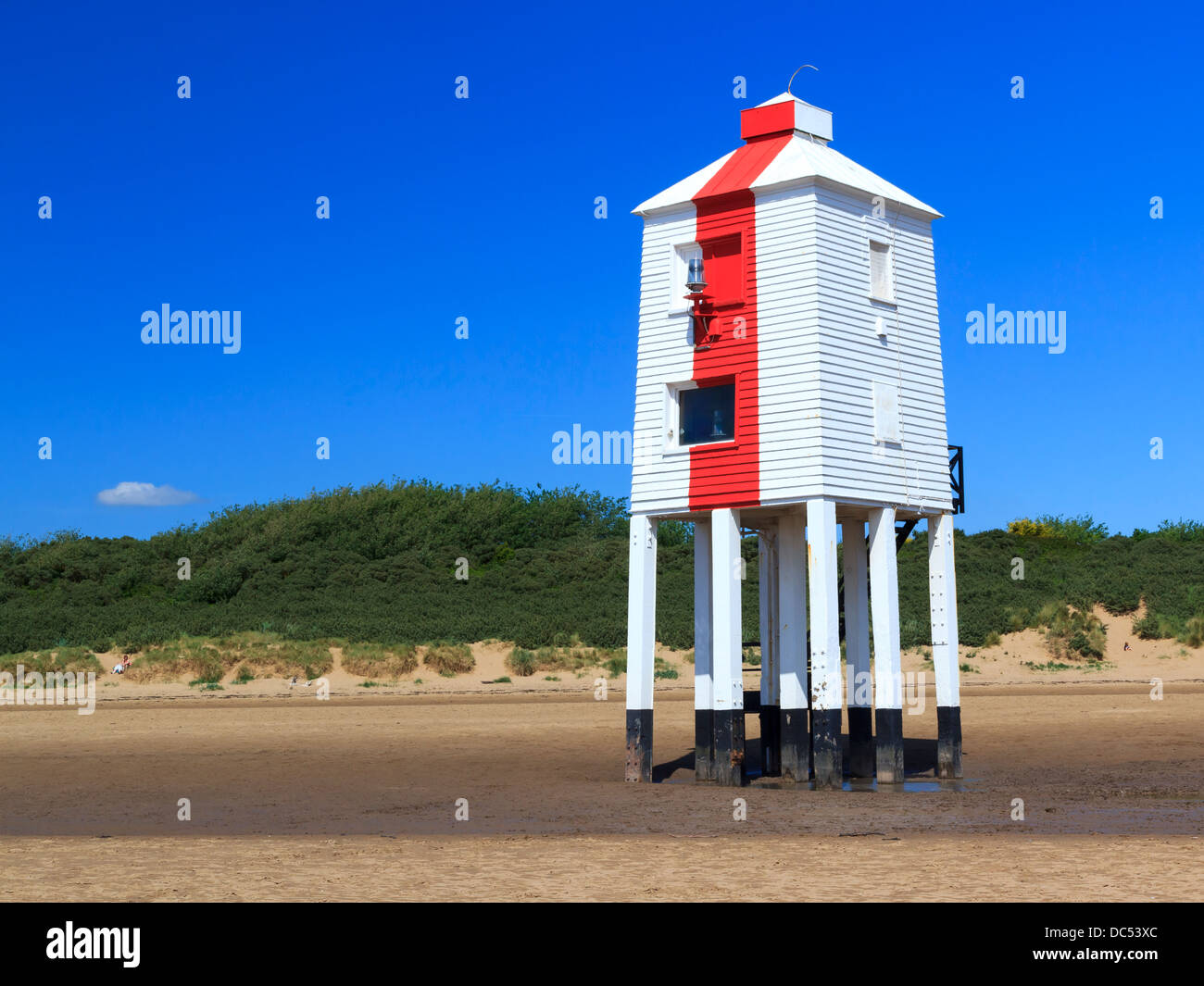 Phare en bois sur la plage à Burnham On Sea, Somerset England UK Banque D'Images