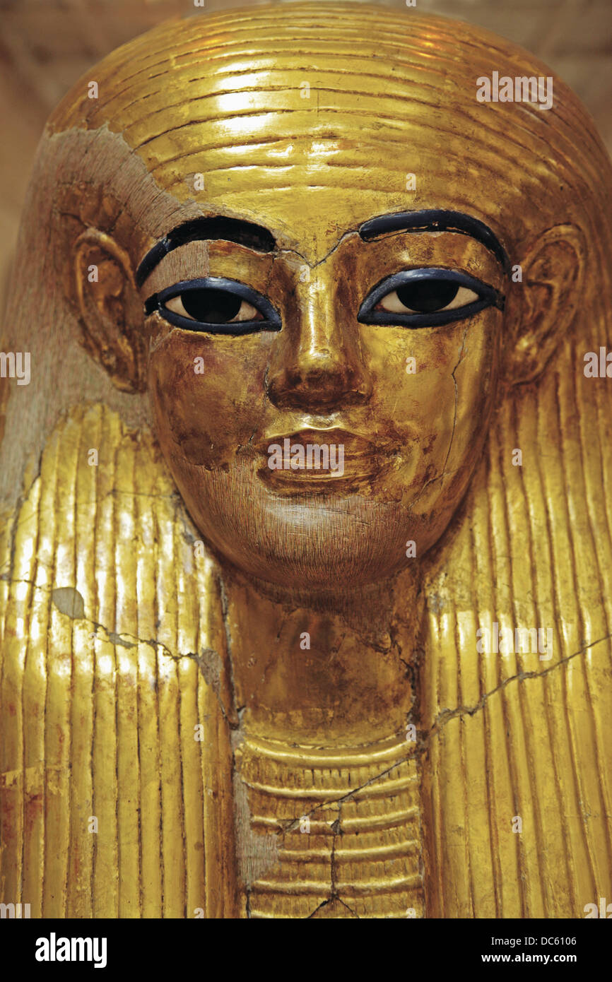 Musée égyptien : masque de mort de la tombe de Yuya et Thuya. El