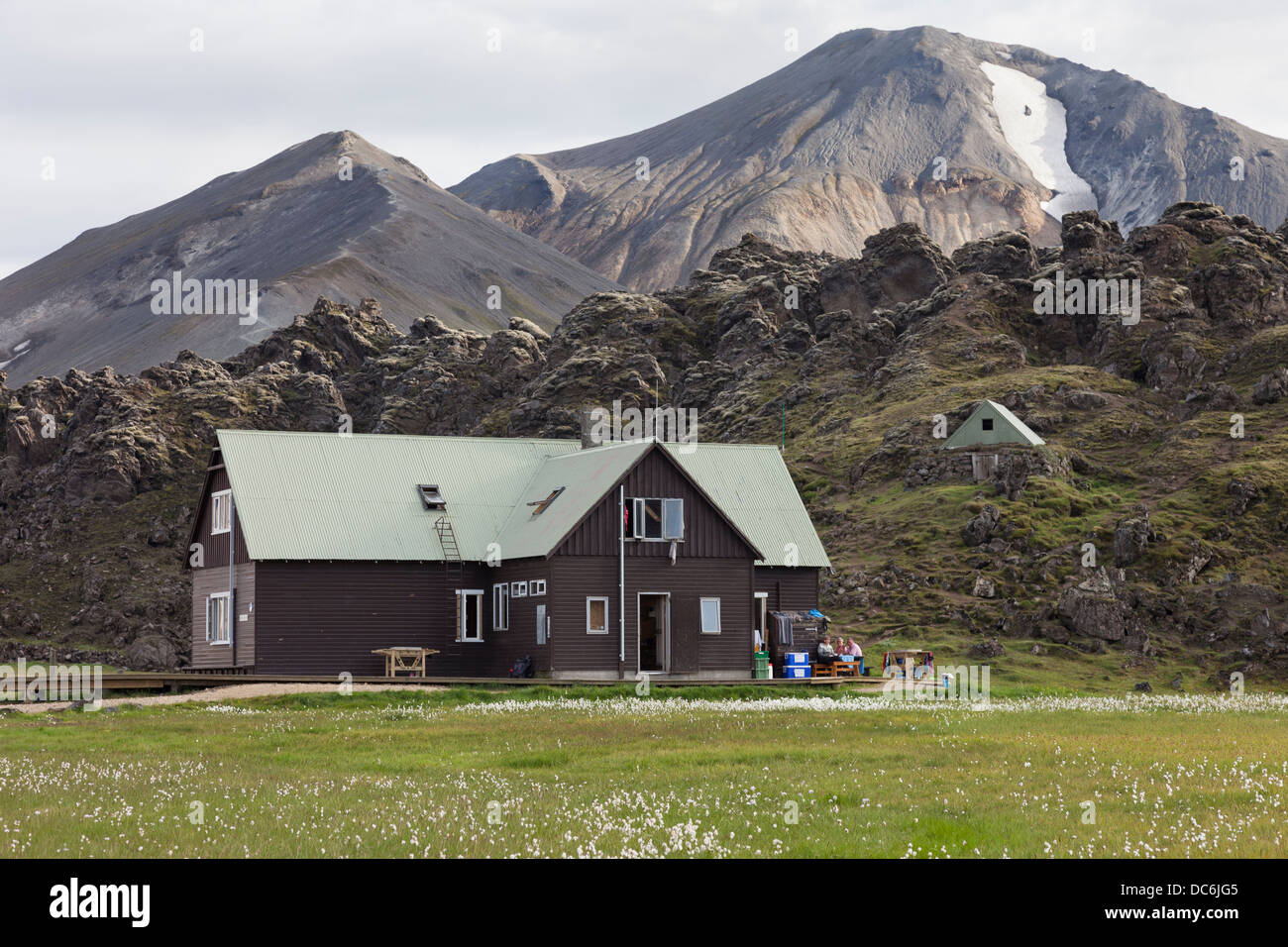 L'Islande Touring Association Mountain Hut à Landmannalaugar Islande Banque D'Images