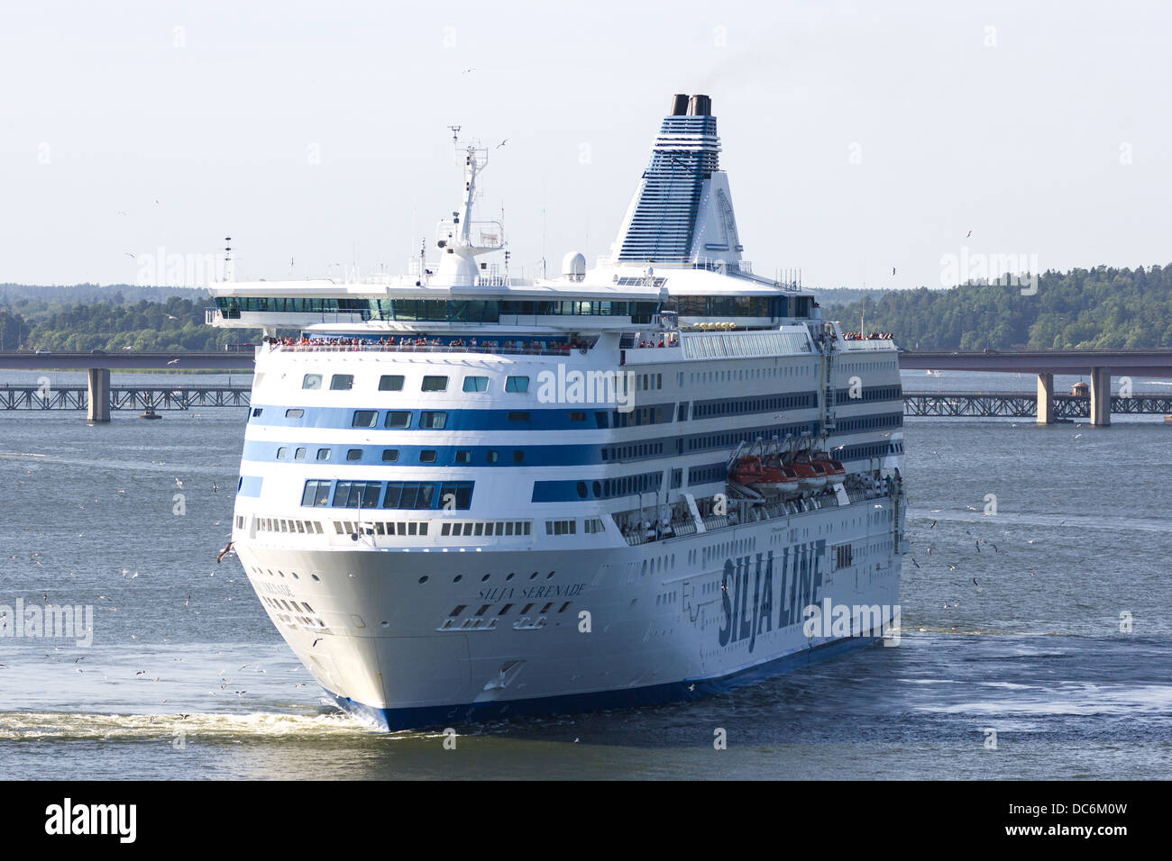 M.V. Silja Serenade,Silja Line ferry, sur une route reliant la Suède Stockholm à Helsinki, en Finlande. Au départ de Stockholm. La Suède. Banque D'Images
