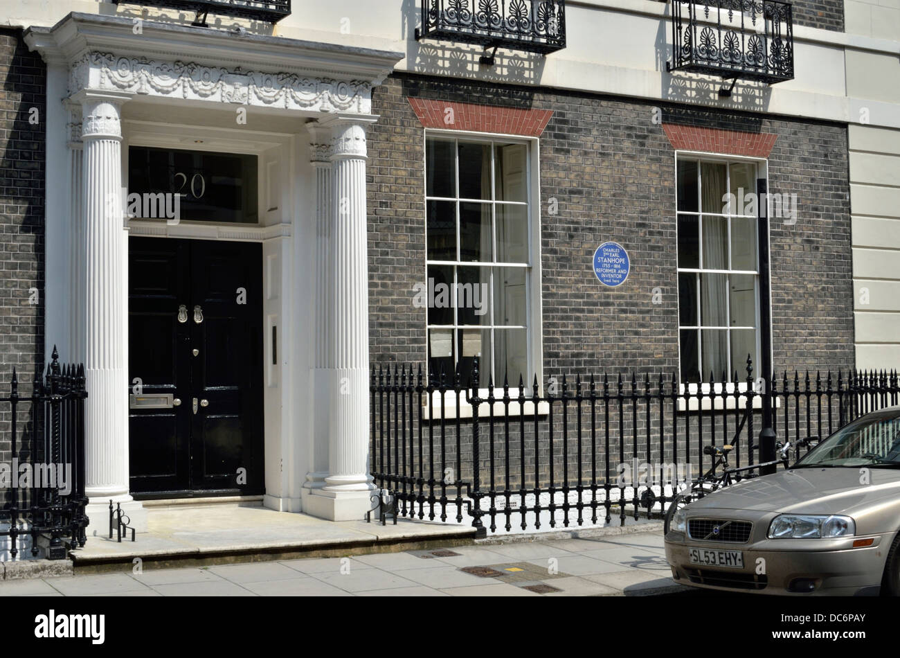 L'ancienne maison de Charles, 3 Comte Stanhope en Mansfield Street W1, Marylebone, London, UK. Banque D'Images