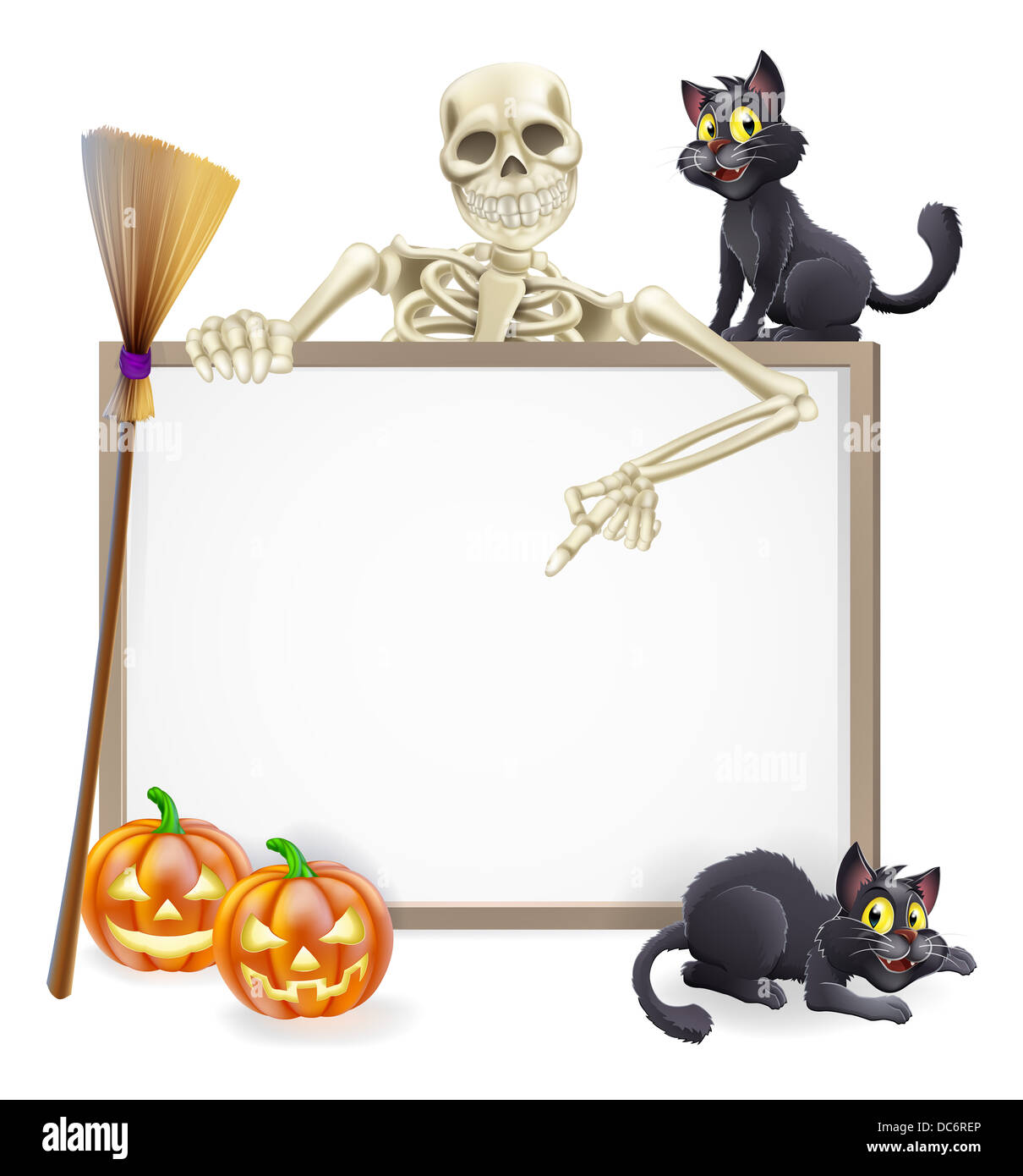 Signe de l'halloween avec squelette personnage cartoon Banque D'Images