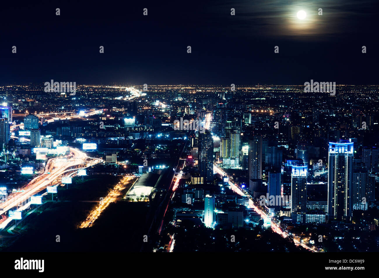 Thaïlande, Bangkok, Nuit, Paysage urbain Banque D'Images