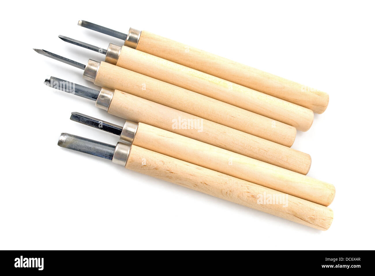 Outils de sculpture sur bois isolated on white Banque D'Images
