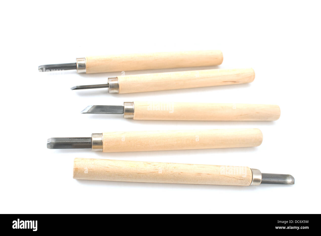 Outils de sculpture sur bois isolated on white Banque D'Images