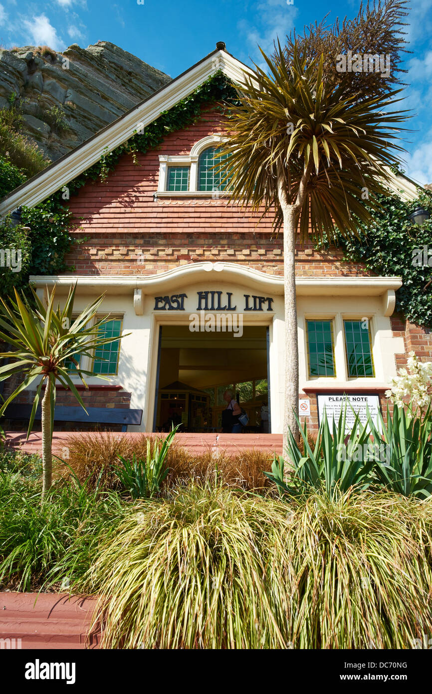 East Hill Lift bord du funiculaire le cliff railway dans le UK Rock-A-Nore Road Hastings Sussex Banque D'Images