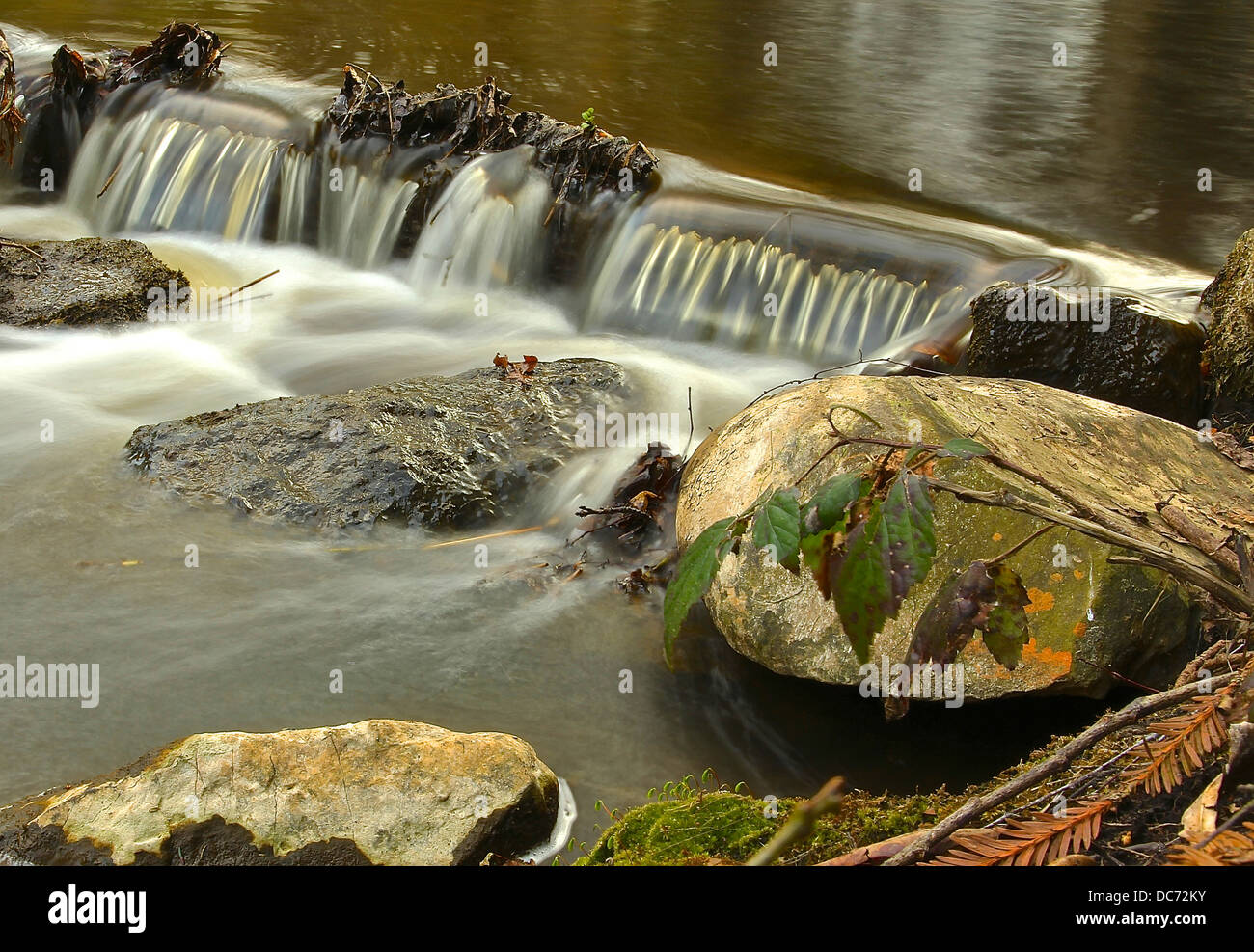 Cascade et rivière qui coule Banque D'Images