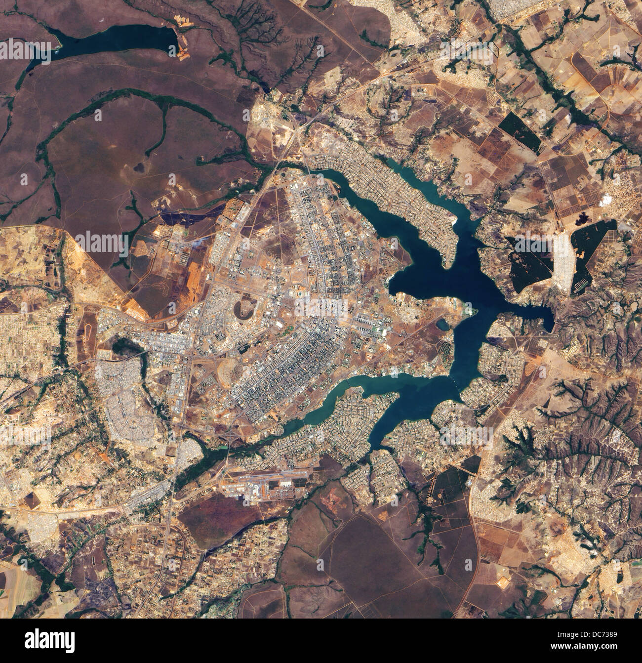 Brasilia, Brésil - vue satellite Banque D'Images