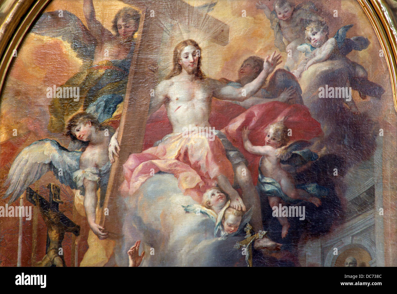 Vienne - 3 juillet : Détail de Jésus ressuscité dans le ciel sur l'autel latéral de baroque st. Peter church ou Peterskirche Banque D'Images