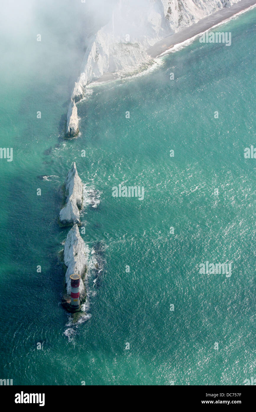 Vue aérienne de l'île de Wight, les Aiguilles Banque D'Images