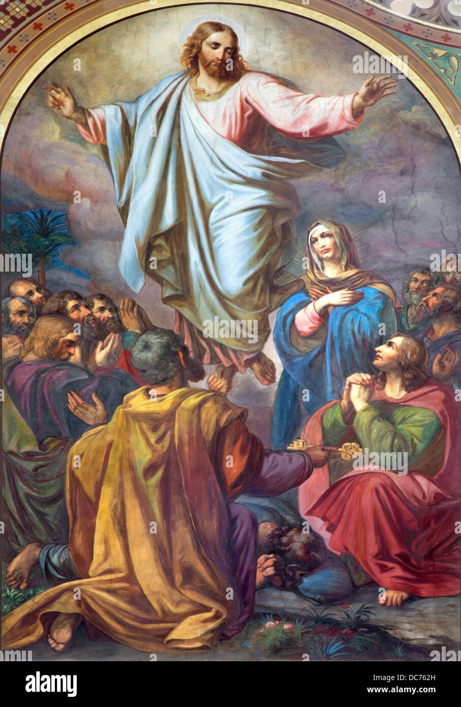 Vienne - 27 juillet : fresque de l'Ascension du Seigneur dans la nef de l'église d'Altlerchenfelder 19. 100. Le 27 juillet 2013, Vienne. Banque D'Images