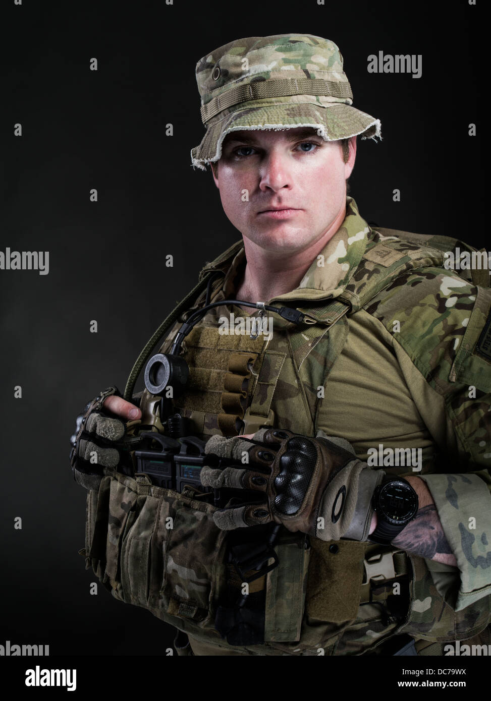 Portrait of a U.S. Army Special Forces Béret Vert soldat Banque D'Images