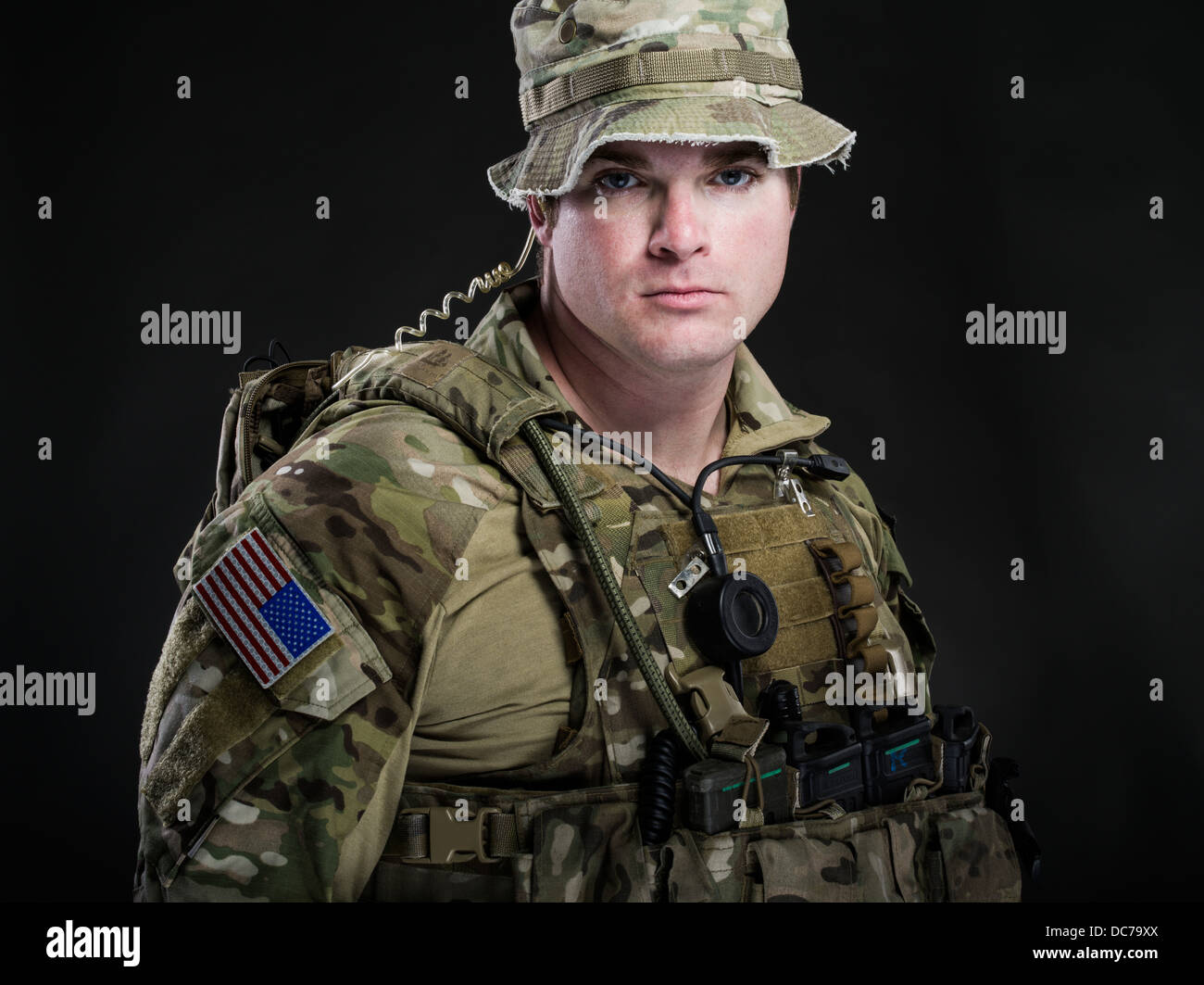 Portrait of a U.S. Army Special Forces Béret Vert soldat Banque D'Images