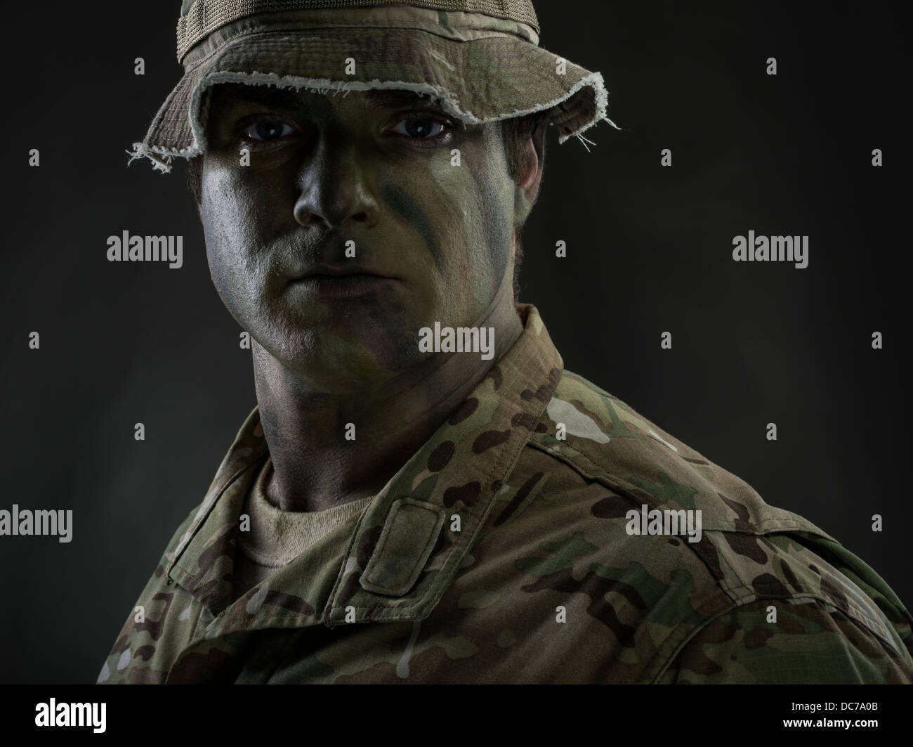 Portrait of a U.S. Army Special Forces Béret Vert soldat Banque D'Images