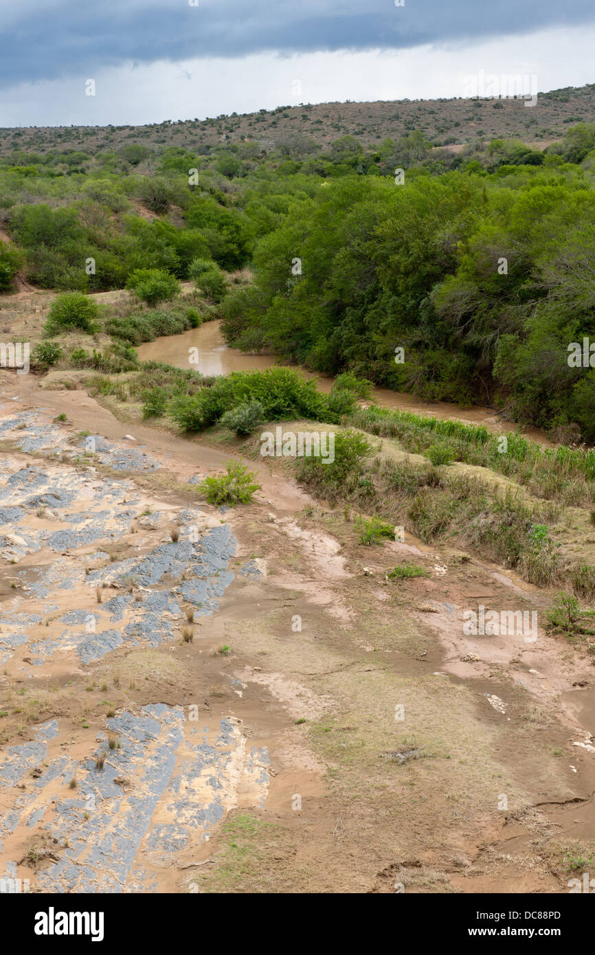 La rivière Great Fish, Kwandwe Game Reserve, Afrique du Sud Banque D'Images