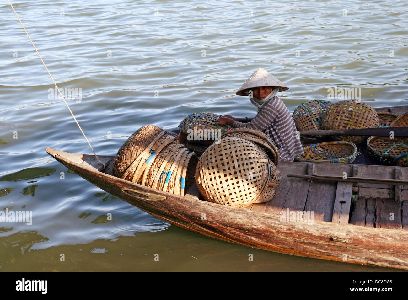 Fisher femme à Hoi An, Vietnam Banque D'Images