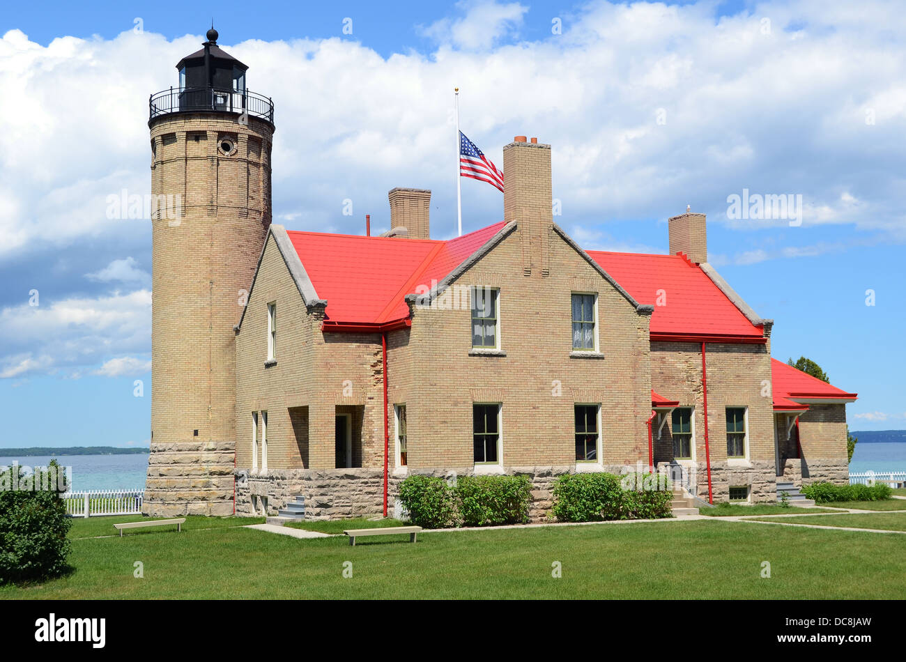 Vieux phare Mackinac Point, Michigan, USA Banque D'Images