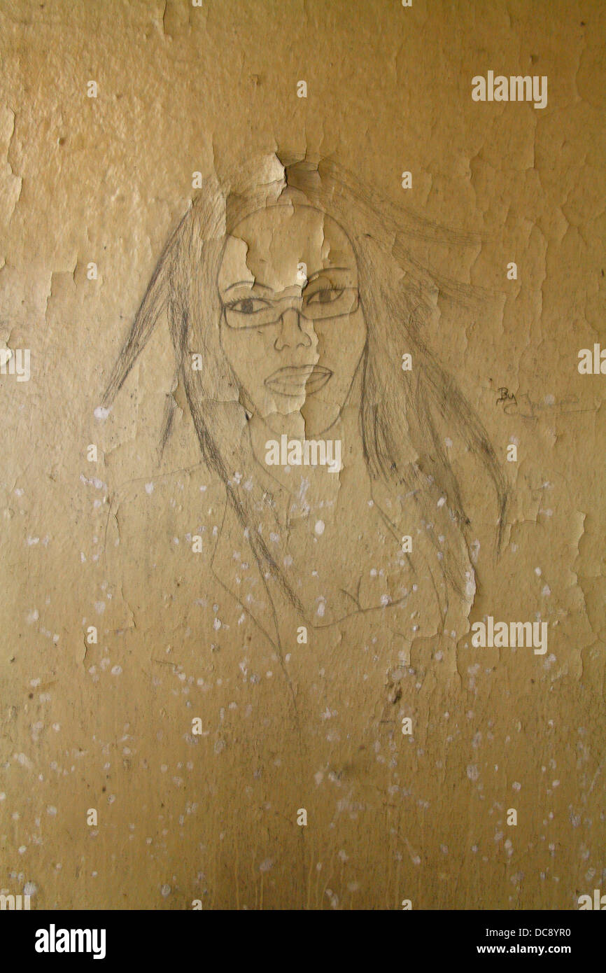 Bloc cellulaire à graffiti ancien Washington DC Department of Corrections Charlotte Max. Prison de sécurité situé dans la ville de Cleburne VA Banque D'Images