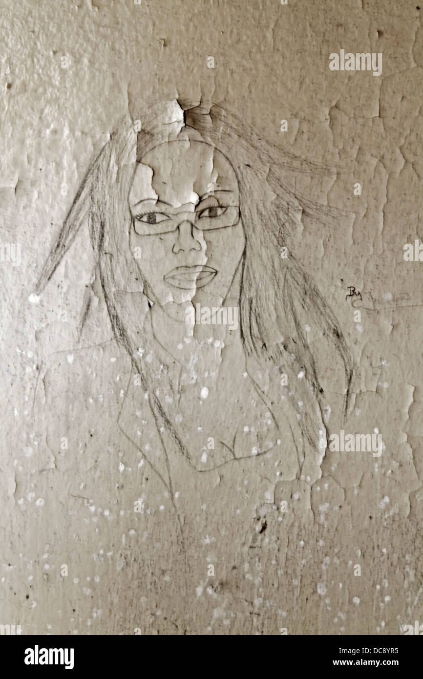 Bloc cellulaire à graffiti ancien Washington DC Department of Corrections Charlotte Max. Prison de sécurité situé dans la ville de Cleburne VA Banque D'Images