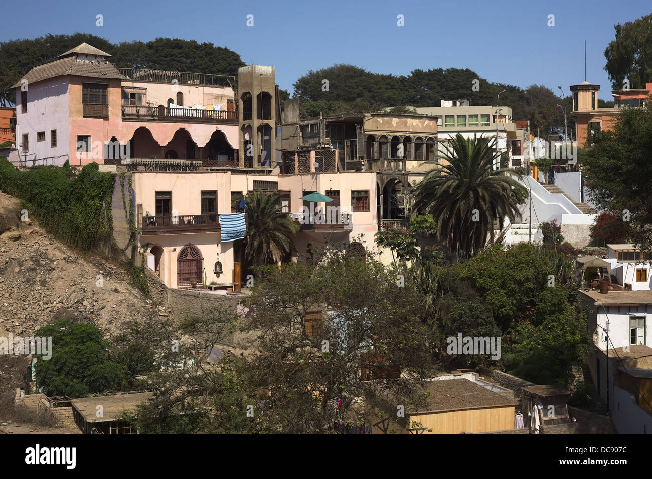 Vue de la colline le long de la Bajada de los Banos dans Barranco, Lima, Pérou Banque D'Images