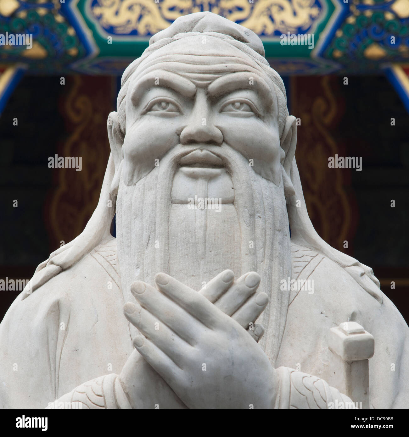 Statue de Confucius au Temple de Confucius ; Beijing, Chine Banque D'Images