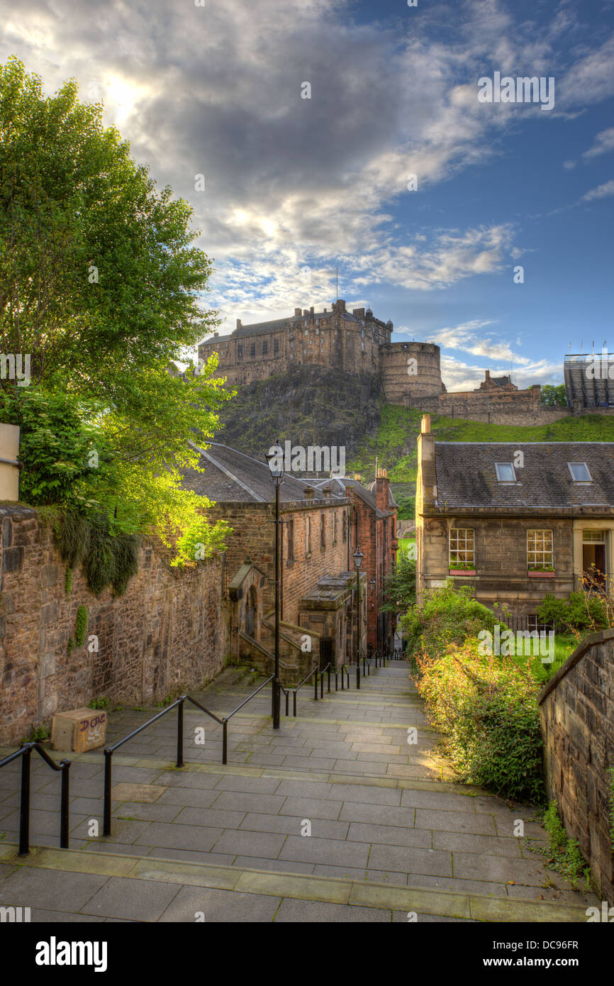 Vue sur le château d'Édimbourg à partir de Heriot, Edinburgh, Ecosse, Royaume-Uni Banque D'Images