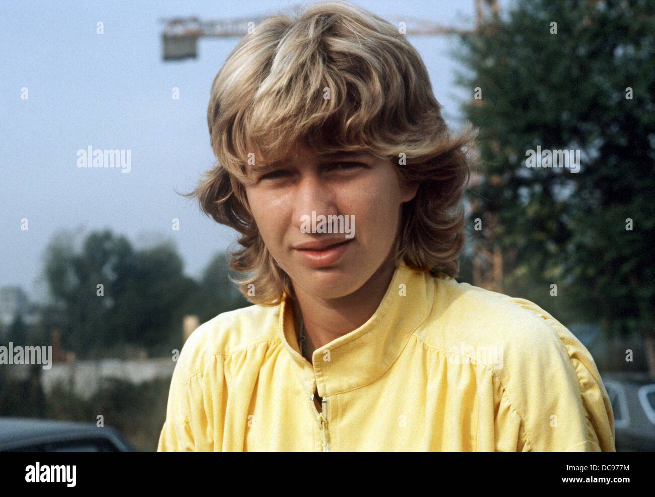 Joueuse de tennis Allemande Steffi Graf, photographié en septembre 1985. Banque D'Images