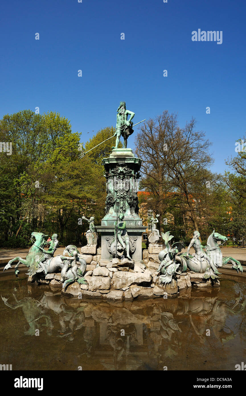 Fontaine de Neptune, Parc de la ville de Nuremberg Banque D'Images