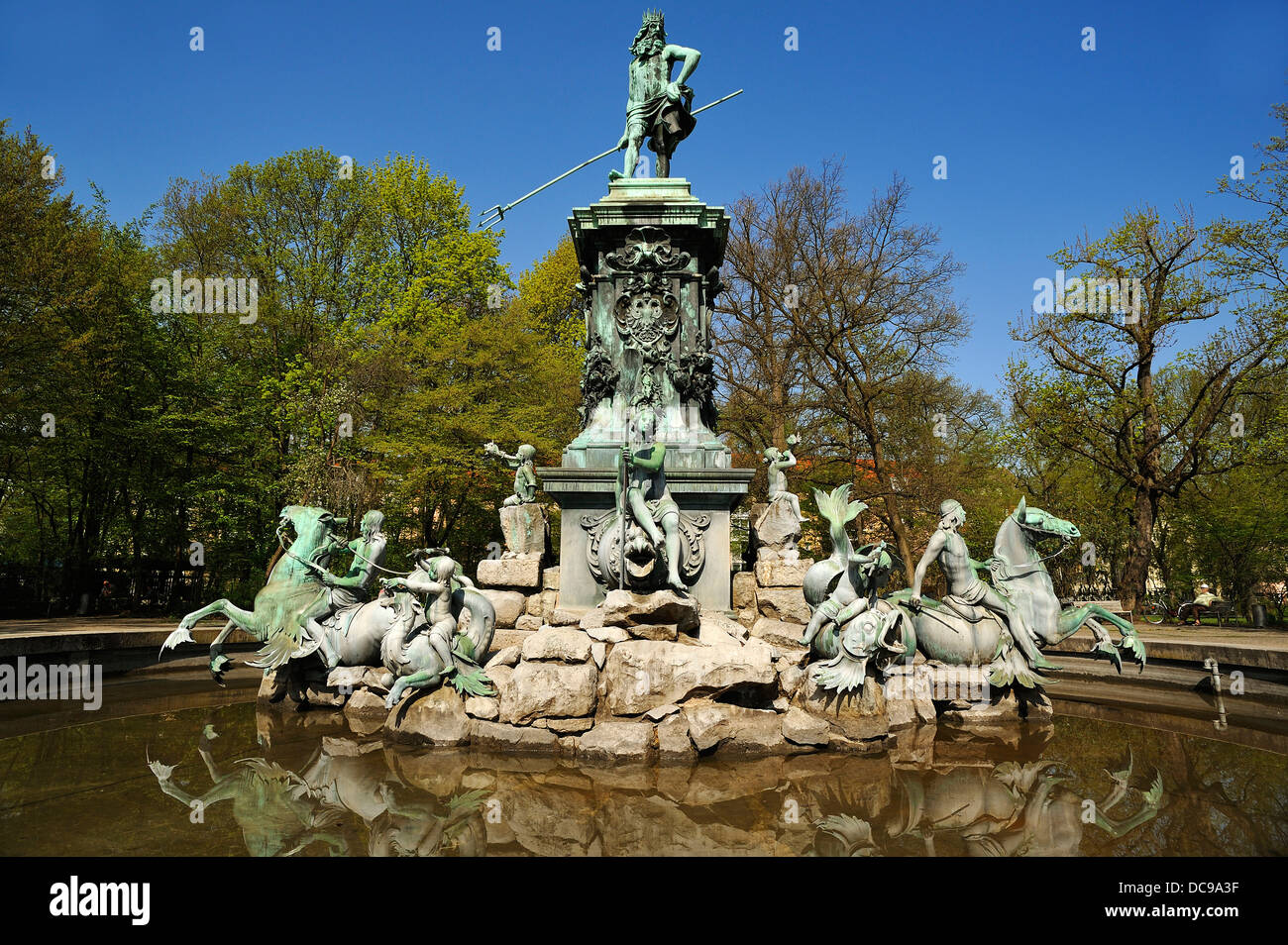 Fontaine de Neptune, Parc de la ville de Nuremberg Banque D'Images