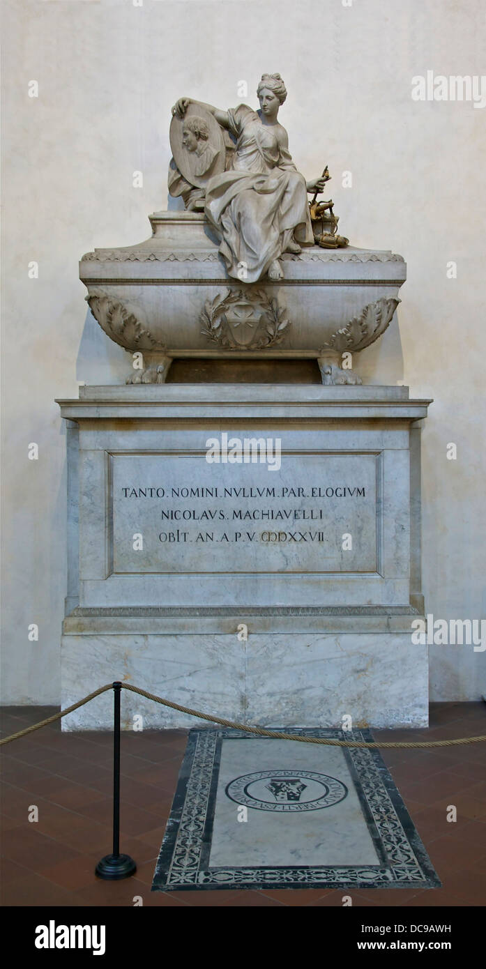 Niccolò Machiavelli tombe dans la basilique Santa Croce de Florence, en Italie. Banque D'Images