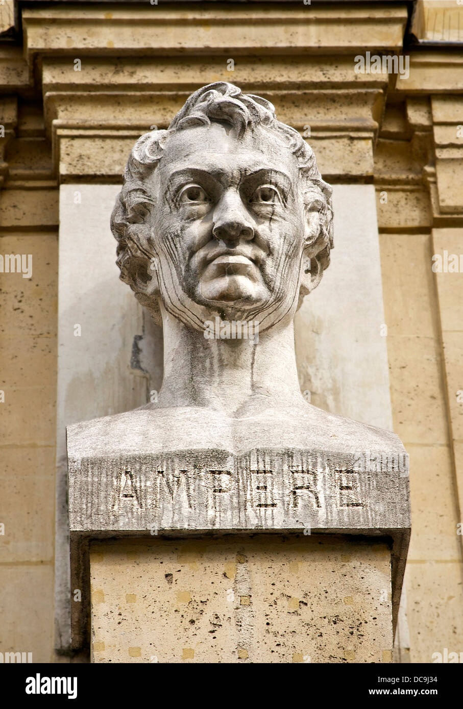 Buste de André-Marie Ampère, Lycée Voltaire, Paris Banque D'Images