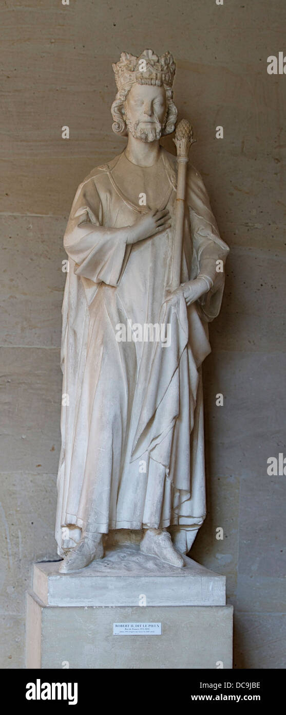 Statue du roi Robert II de France, "Le pieux" (972-1031), 1835. Le plâtre. À partir d'une statue originale du 13e siècle. Galerie Banque D'Images