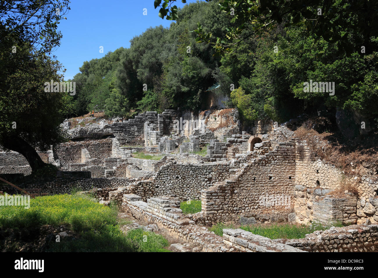 Buthrotum, Butrint, Butrinti, ancienne ville grecque et romaine dans le sud de l'Albanie, vestiges de l'Asclépios sanctuaire Banque D'Images