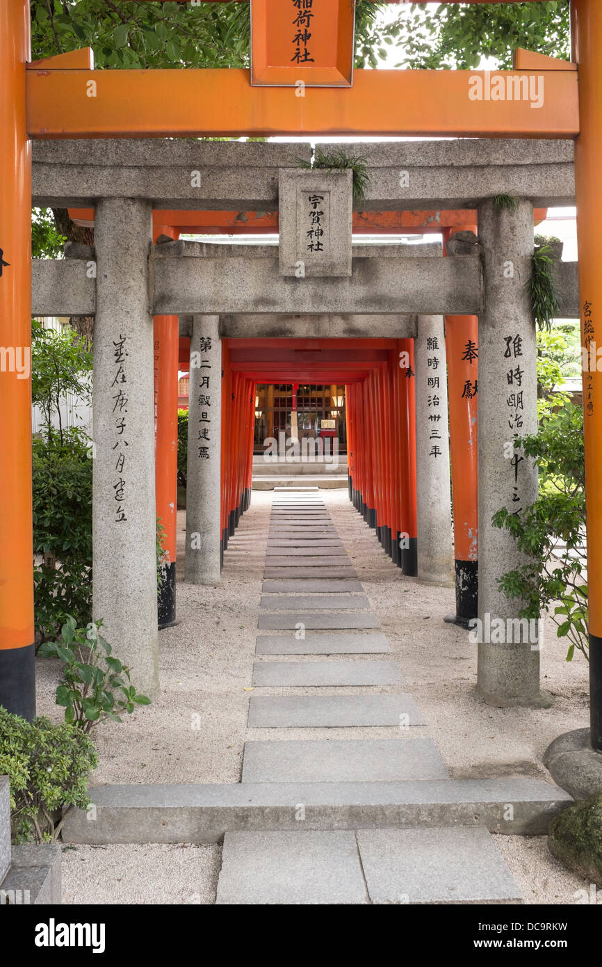 Torii gateway Kushida Shrine Fukuoka Kyushu au Japon Banque D'Images