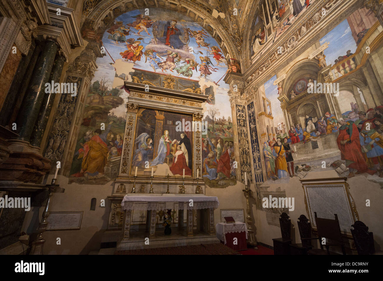 La chapelle Carafa, église Santa Maria sopra Minerva, Rome, Italie Banque D'Images