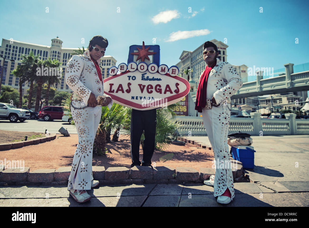 Portrait d'imitateurs d'Elvis, South Las Vegas Boulevard, Las Vegas, Nevada Banque D'Images