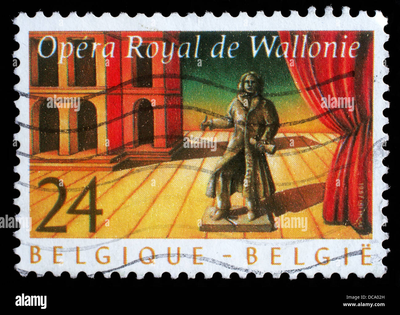 Timbres en Belgique montre Opéra Royal de Wallonie, vers 1987 Banque D'Images