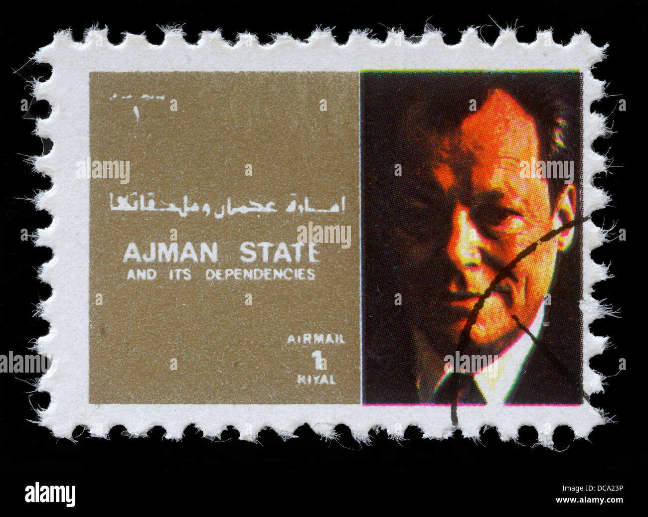 Timbres par Ajman montre Willy Brand, vers 1973 Banque D'Images